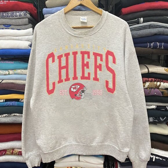 Vintage Kansas City Chiefs Sweatshirt, Vintage NFL KC Chiefs Football Shirt Tee - Picture 1 of 2
